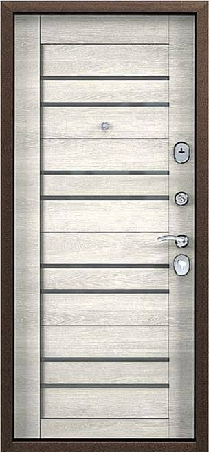 Белая входная дверь с зеркалом ZE-25 - внутри