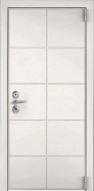 Белая входная дверь с зеркалом ZE-25 - снаружи